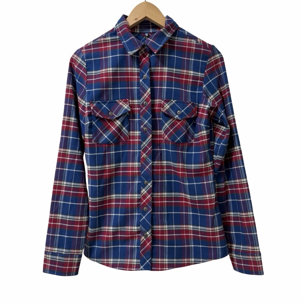 Kuhl Womens Greta Flannel Plaid Long Sleeve Shirt Size S Blue Outdoors Gorpcore